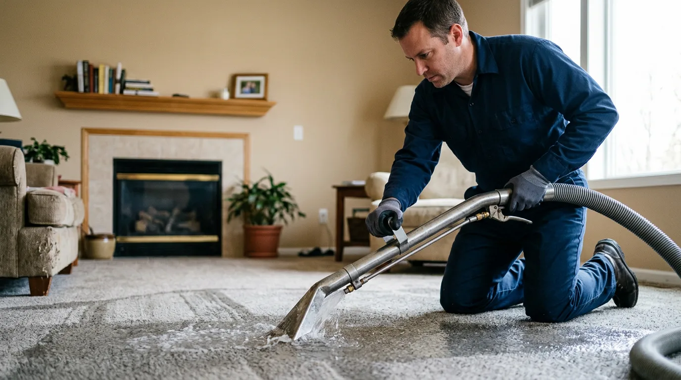 Water damage restoration technician working near Burkeville, VA